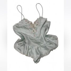 Vintage Sara Beth Baby Blue Lace Lingerie Romper | Size M